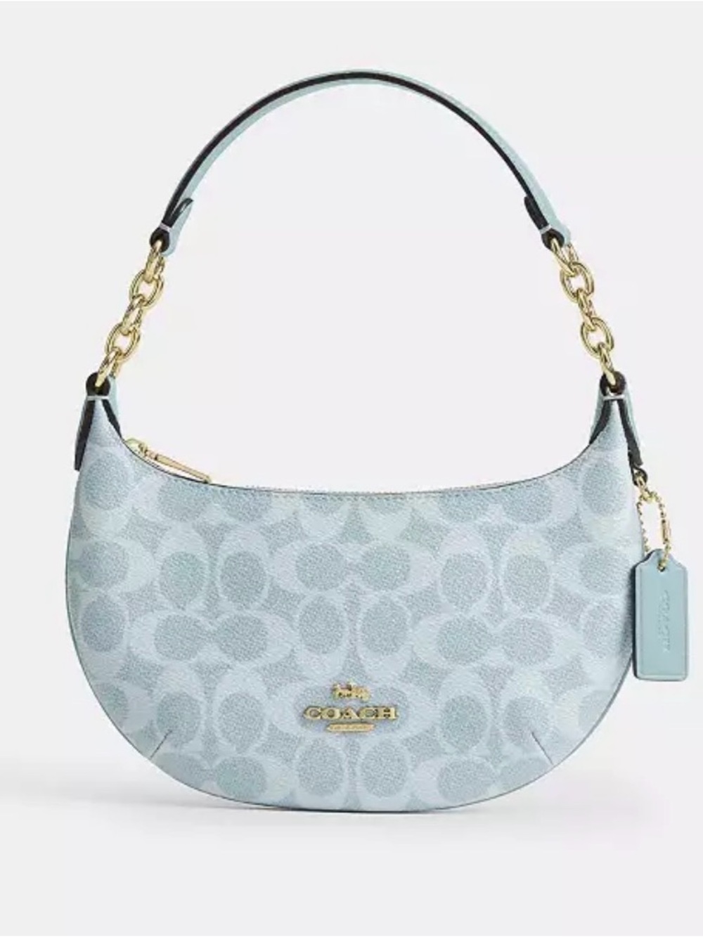 ✨ NWT Coach Mini Payton Bag in Signature Canvas — Gold/Light Blue ✨